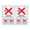 Rökning Förbjuden Dekaler / Stickers 6st