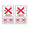 Rökning Förbjuden Dekaler / Stickers 6st