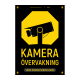 Kameraövervakningsskylt svart/gul med vår egen design - A4-storlek
