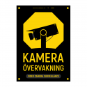 Kameraövervakningsskylt svart gul med vår egen design - A4-storlek